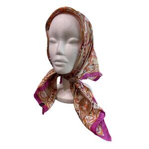 Fraas Silky Square Scarf- Headscarf, neckscarf, purse tie- bright orange pink